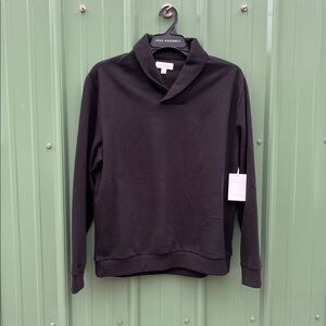 Men's Shawl Collar Black Fleece Sweatshirt Size L